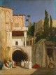 Descamps Before a Mosque Cairo c1868