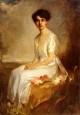Portrait Of An Elegant Young Woman In A White Dress