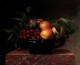 Peaches And Cherries In A Bowl On A Marble Ledge