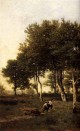 Harpignies Henri Landscape With Two Boys Carrying Firewood