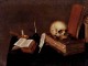 A Vanitas Still Life With A Candle An Inkwell A Quill Pen A Skull And Books