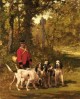 De Penne Charles Olivier A Huntmaster With His Dogs On A Forest Trail