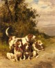 De Penne Charles Olivier Hunting Dogs On A Forest Path