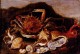 Still Life Of A Crab Shells And Coral In A Landscape
