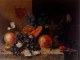 Still Life Of Fruit And Nuts With A Wine Glass All Resting On A Ledge