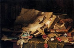 Still Life Books And Papers On A Desk