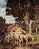 Jacque CE A Shepherdess with her Flock near a Stream