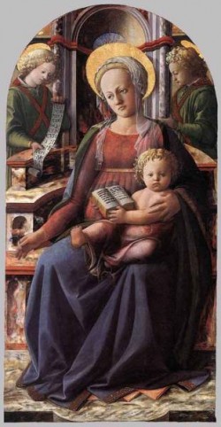 Madonna And Child Enthroned With Two Angels