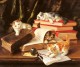 De Neuville Alfred Arthur Brunel Kittens Playing On A Desk