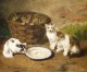 Neuville Alfred Arthur Brunel De Kittens By A Bowl Of Milk