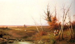 Faggot Gatherers By A Cottage In A Landscape
