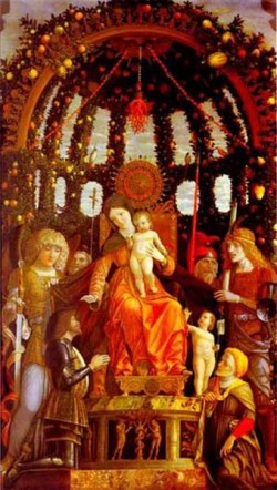 virgin and child surrounded by six saints and gianfrancesco II gonzaga known as the madonna of victory 1495 XX louvre paris fran
