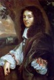 Portrait of Christaen Huygens in a landscape a country house beyond