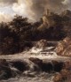 Isaackszon van Waterfall With Castle Built On The Rock
