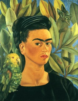 Self Portrait with Bonito, 1941 Frida Kahlo