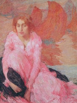 Girl in pink dress, Edmond-François Aman-Jean - 1900