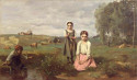 Children at the edge of a stream