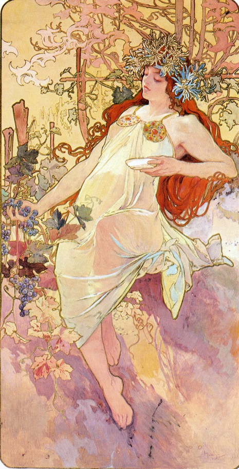 Autumn From The Seasons Series. 1896 by Alphonse Mucha