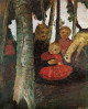 Three children with goat in the birch forest, 1904 