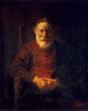 Portrait of an old man in red