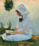 Girl reading by a stream, 1888
