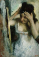 Woman Combing Her Hair Before a Mirror, c. 1877