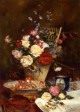 Still Life With Roses Cherries And Grapes